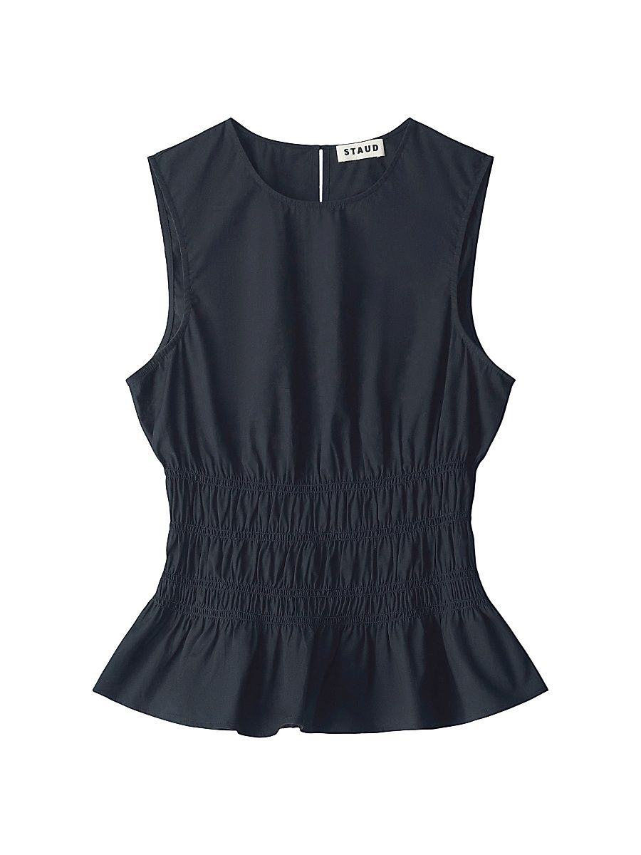 Women's Culver Stretch-Cotton Peplum Top - Black - Size XL