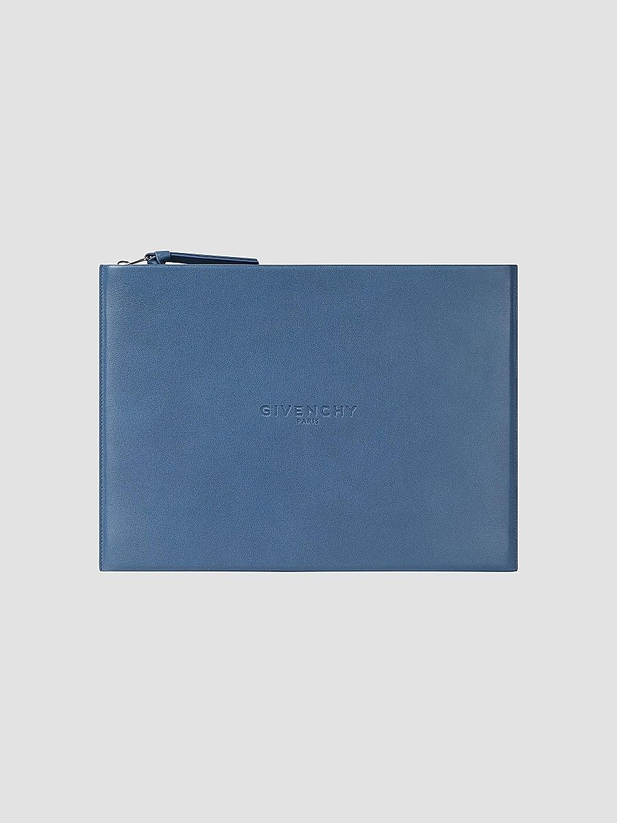 Givenchy Men's Antigona Stamped Large Pouch in Leather - Military Blue