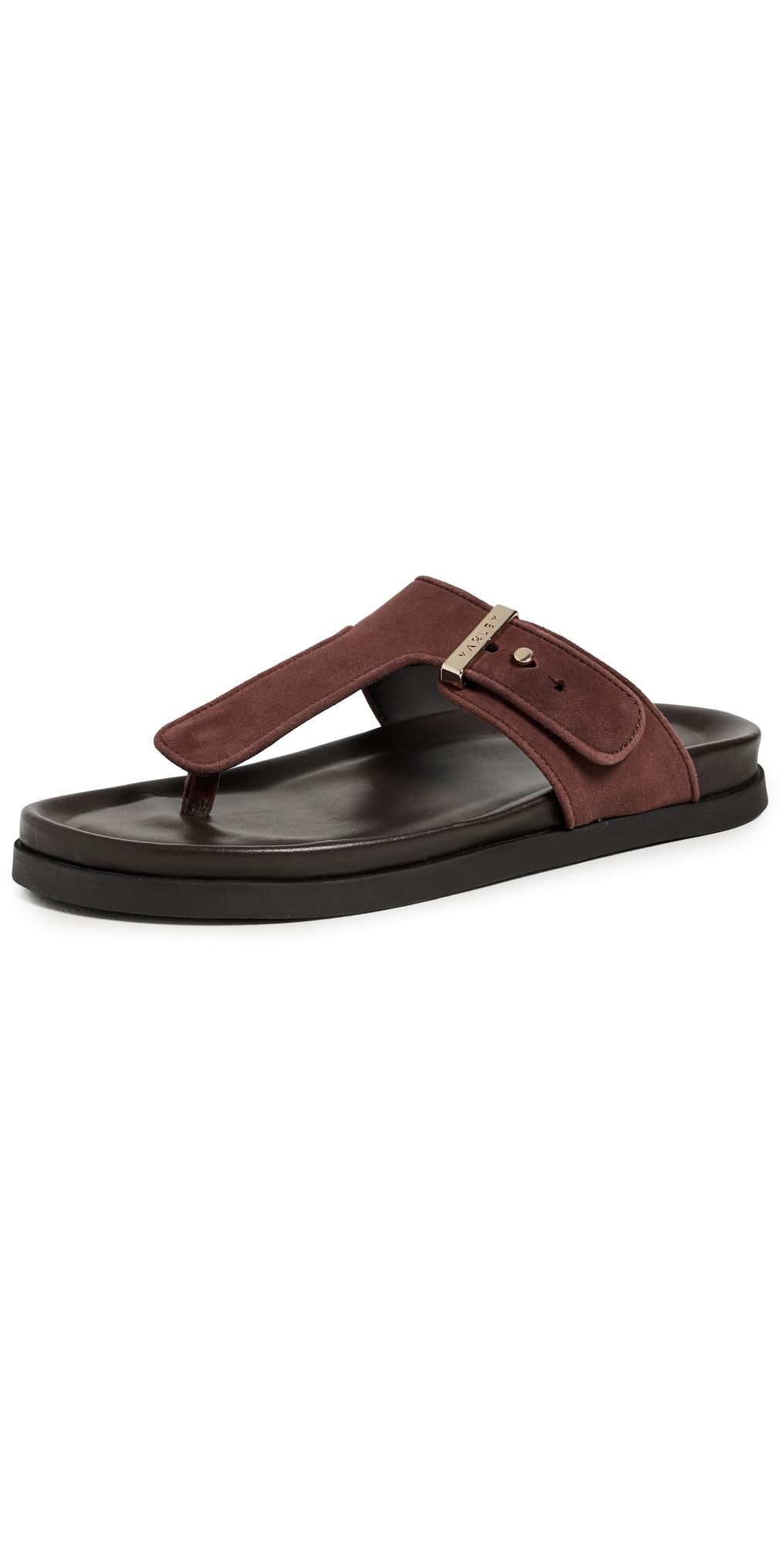 Varley Aisne Suede Toe Post Sandals Brown Stone 6