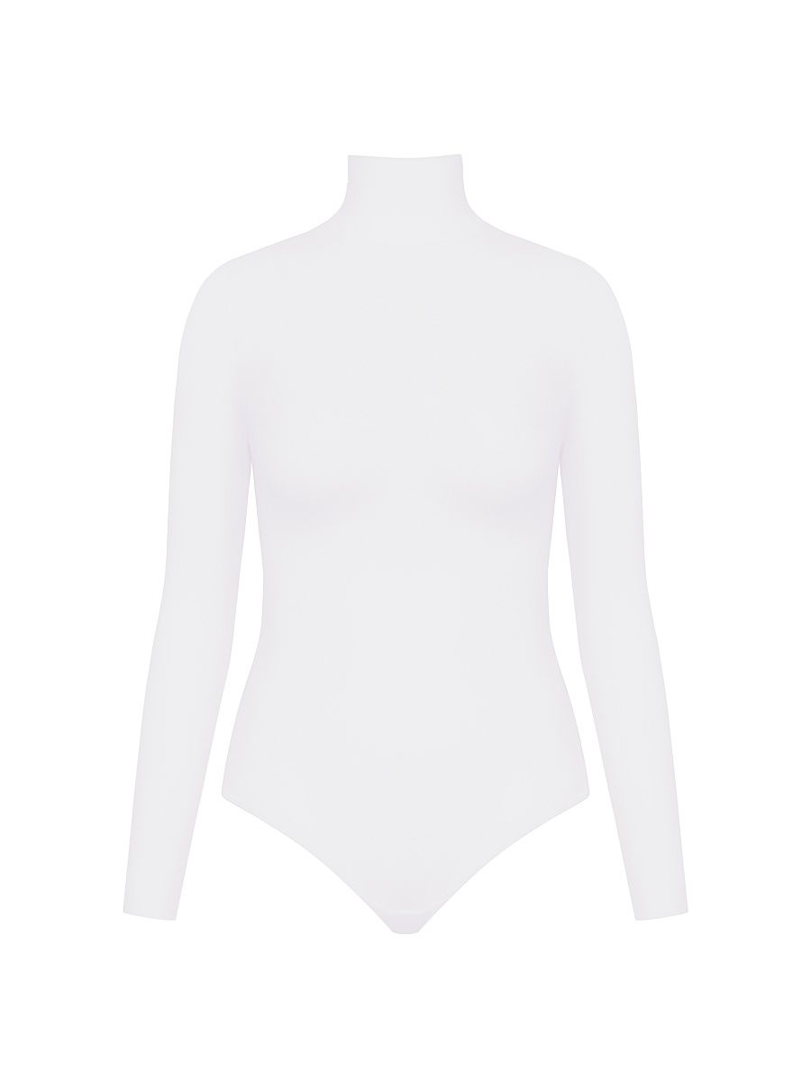 Women's Long Sleeve Turtleneck Bodysuit - White - Size 18