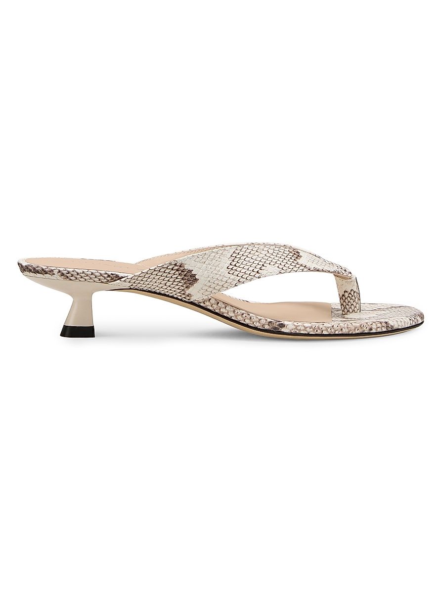 Women's Rio Sleek 35MM Snake-Print Kitten-Heel Sandals - Cream - Size 9.5