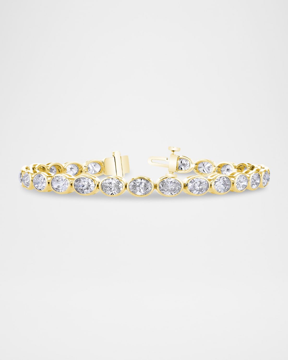 x Danielle Klein 18K Gold East-West Bezel-Set Oval Diamond Bracelet, 7"L, 10.00tcw