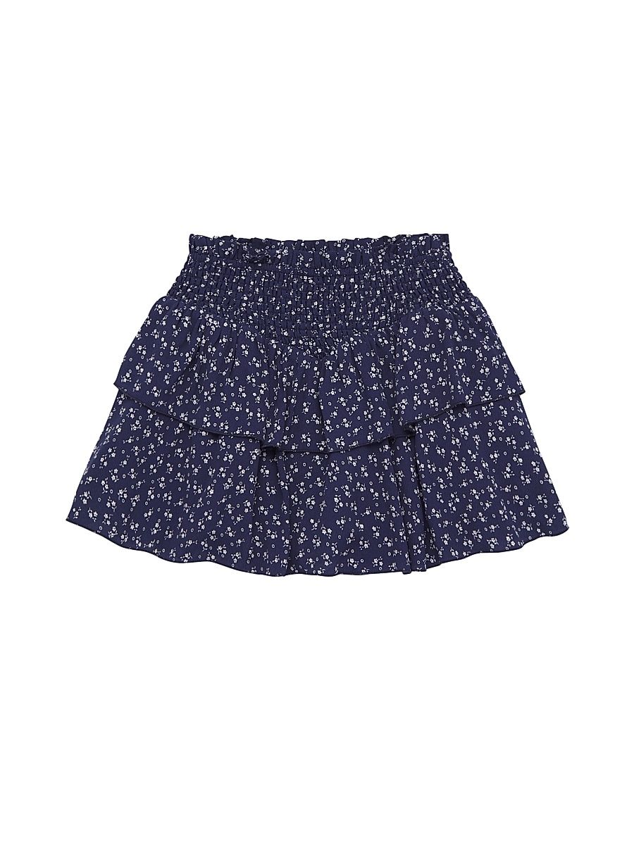 Girl's Floral Smocked Skirt - Evening Blue Floral - Size 12