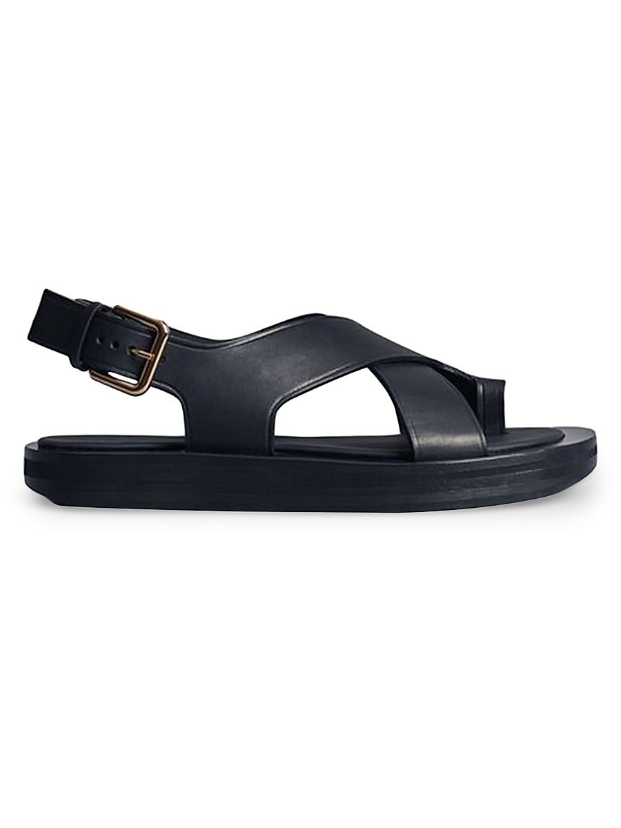 Women's Wrapped-Toe Leather Sandals - Black - Size 9