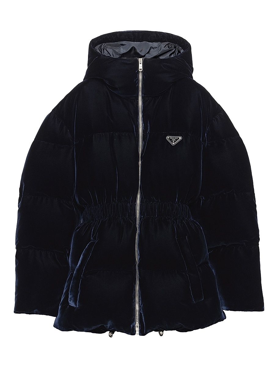 Women's Velvet Down Jacket - Dark Blue - Size 12