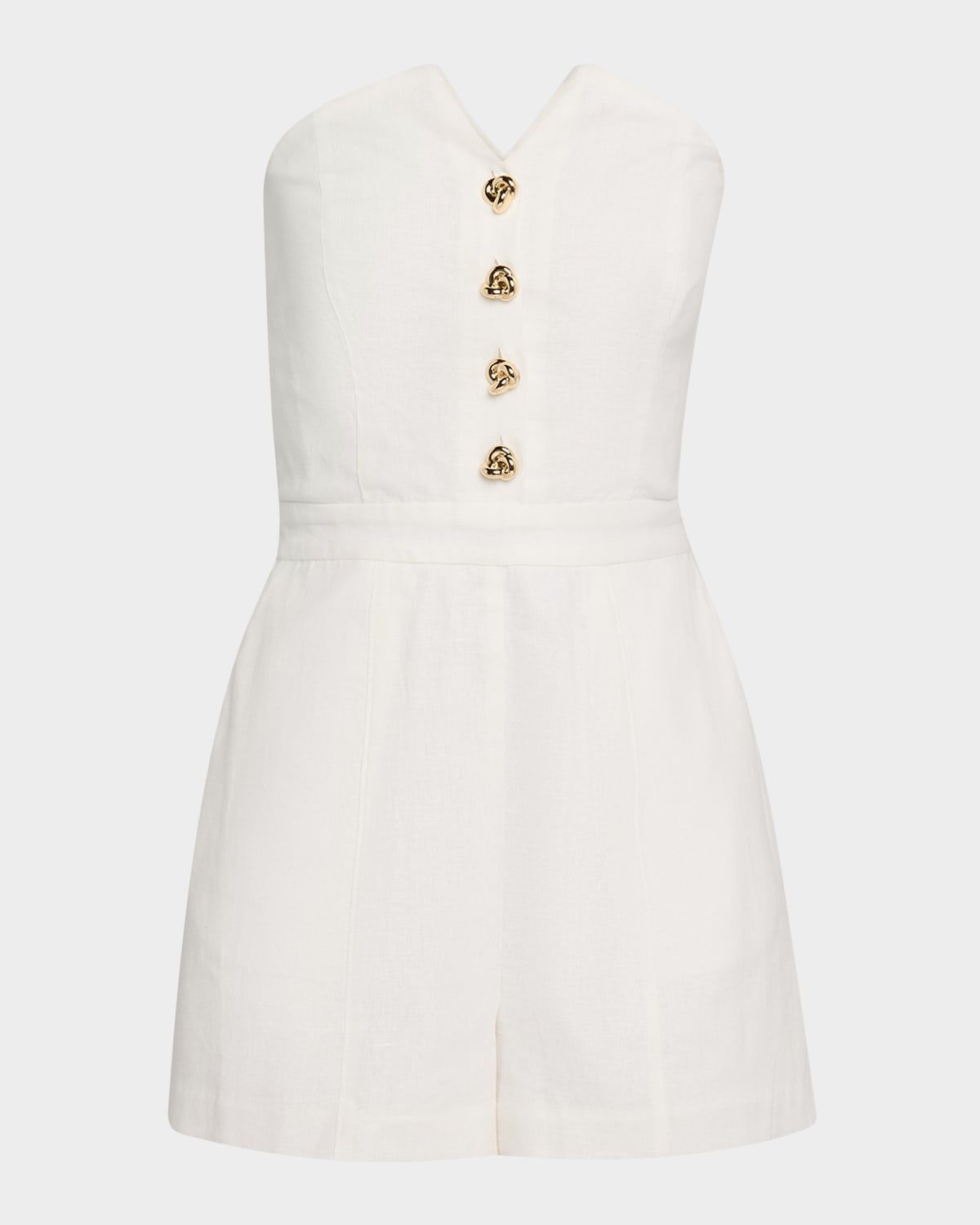 Carine Button-Front Linen Romper