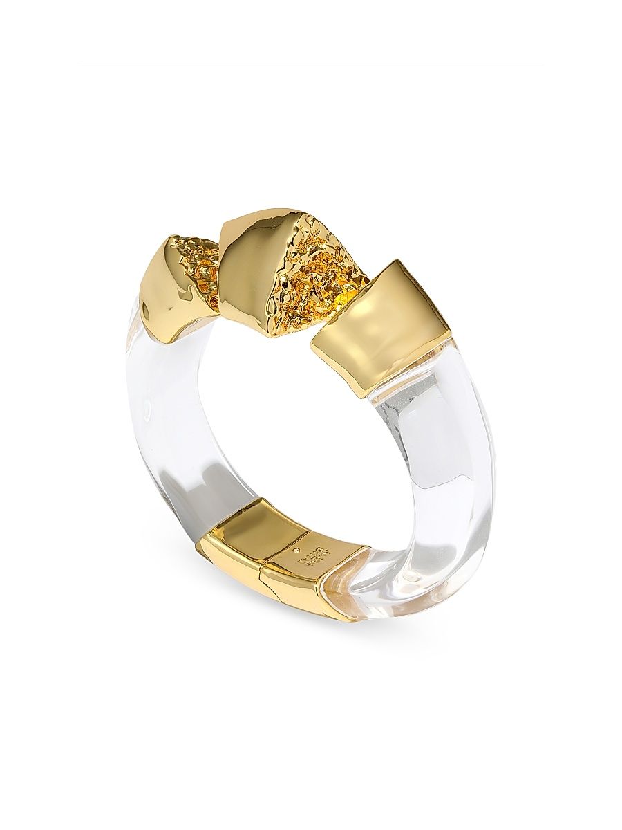 Women's Brutalist 14K-Gold-Plated & Lucite Hinged Bangle - Clear Gold