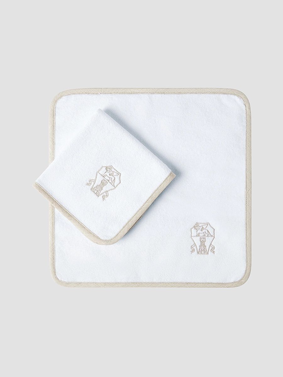 2 Piece Cotton Terrycloth Hand Towel Set with Embroidery - Navy Blue