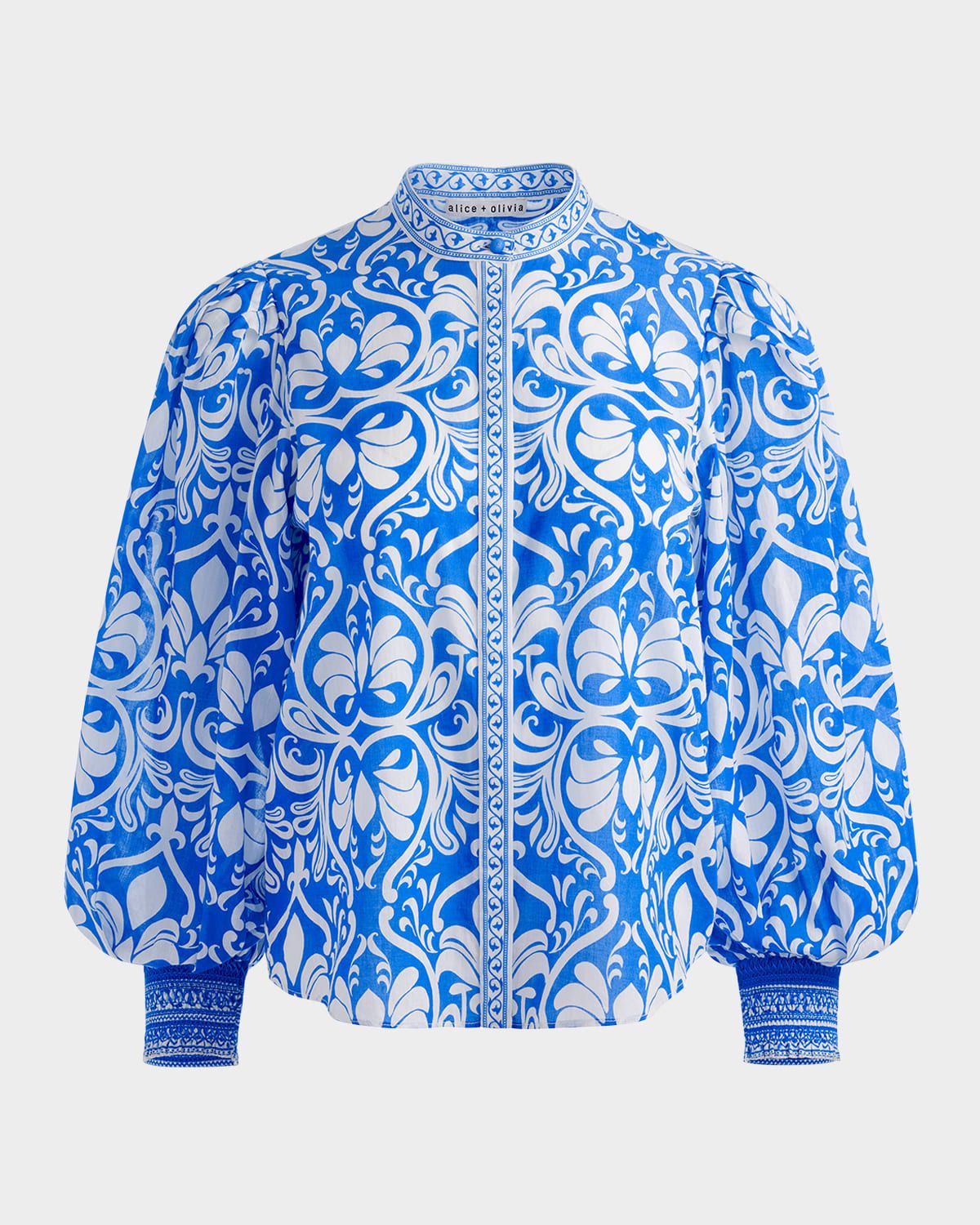 April Pleated Blouson-Sleeve Top