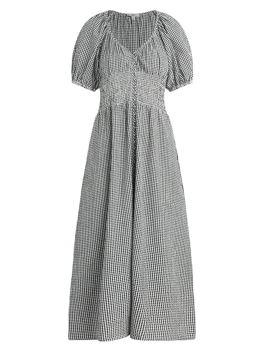 Women's The Monet Checked Cotton-Blend Maxi Dress - Black White Gingham - Size XS
