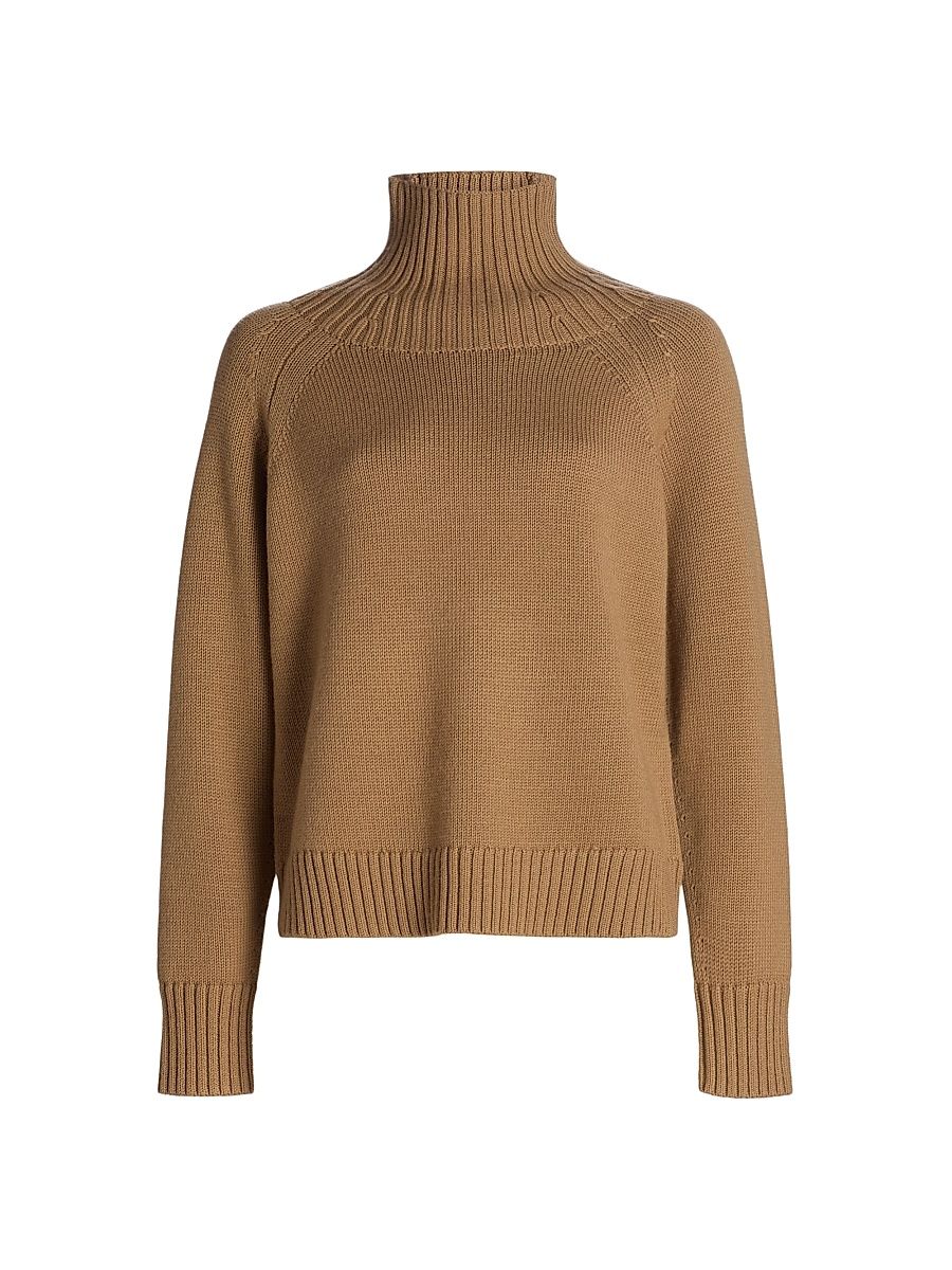 Women's Relaxed Merino Wool Sweater - Dark Camel - Size XL
