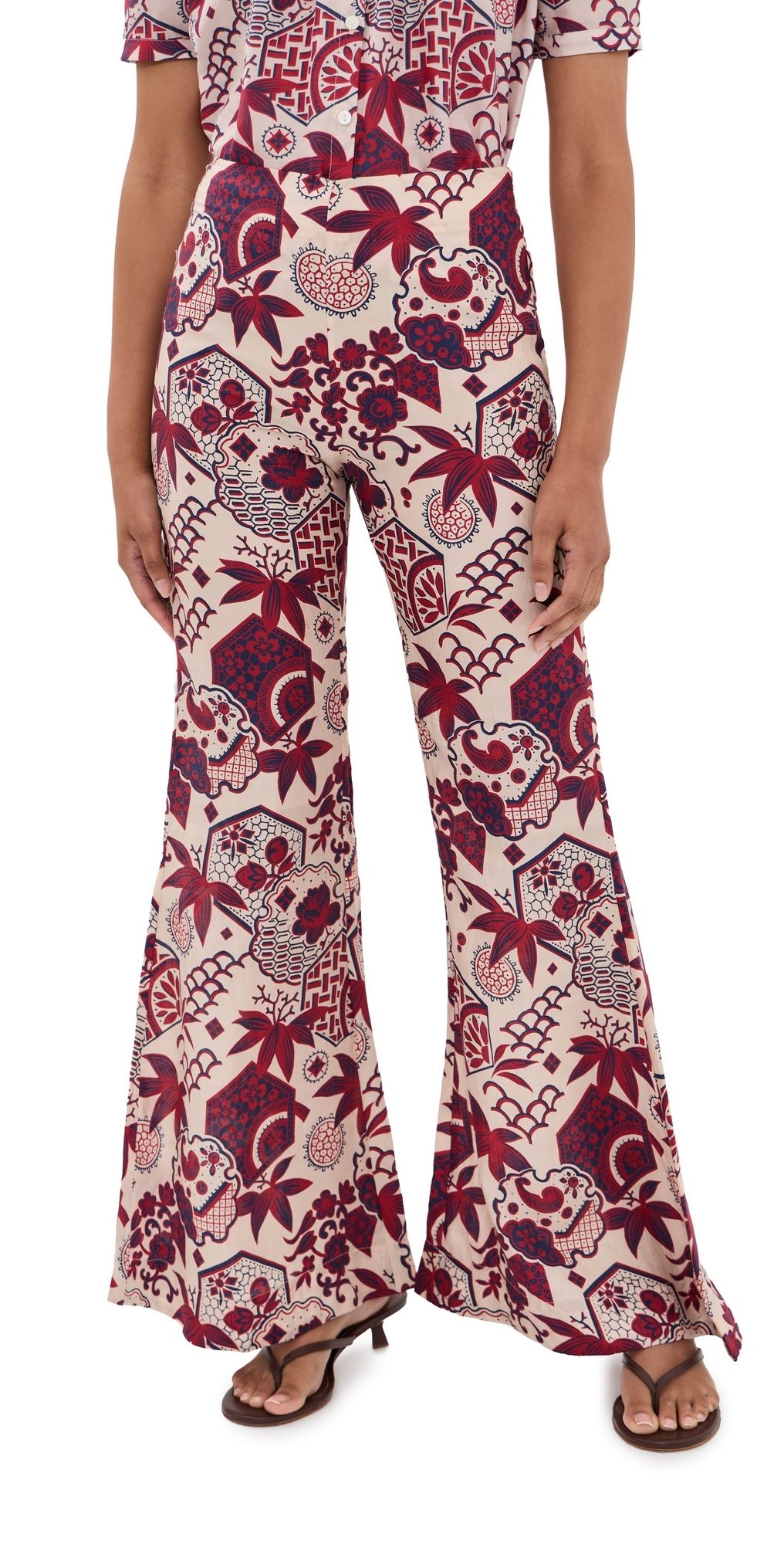 Alix of Bohemia Farah Crimson Hive Silk Pants Off-White 0