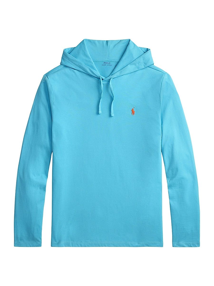 Men's Logo Cotton Jersey Hoodie - Island Blue - Size XXL