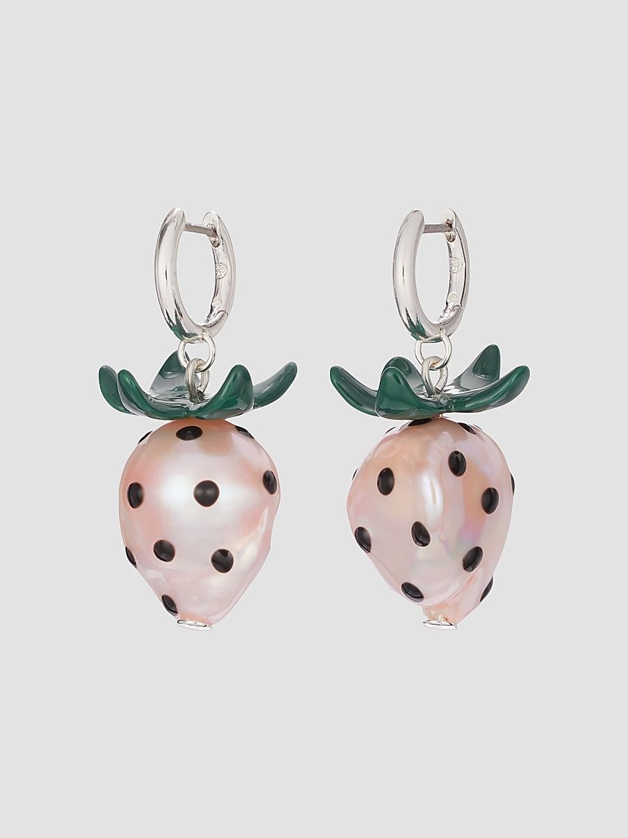 Women's Curiosity Silvertone, Cultured Pearl & Mixed-Media Strawberry Drop Earrings - Light Silver Pink