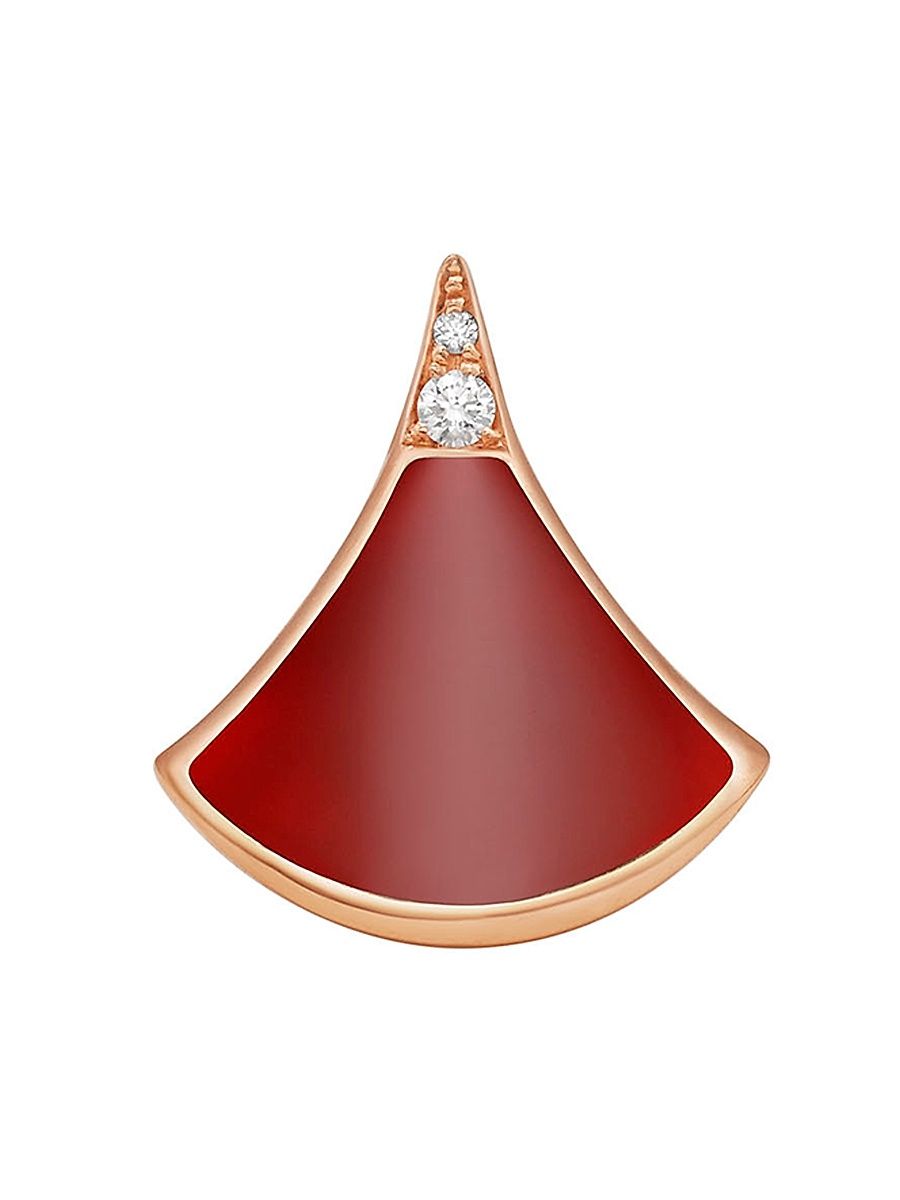 Women's Divas' Dream 18K Rose Gold, Gemstone & 0.01 TCW Diamond Single Stud Earring - Carnelian
