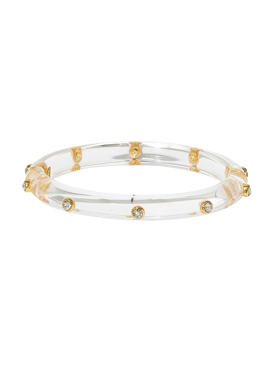 Women's 14K-Gold-Plated, Lucite & Crystal Hinged Bangle - Crystal