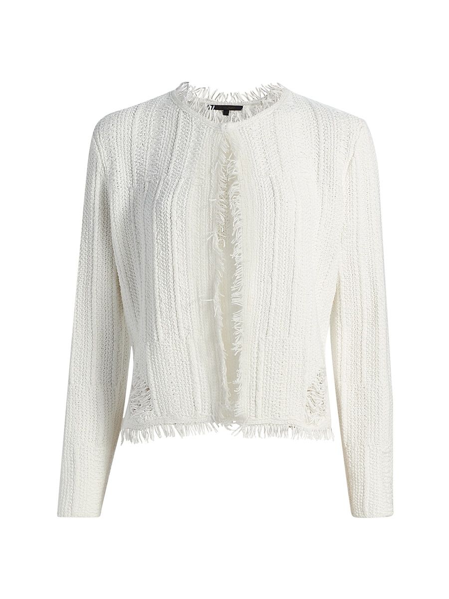 Women's Marlee Distressed Textured Knit Sweater - Ivory - Size XXL