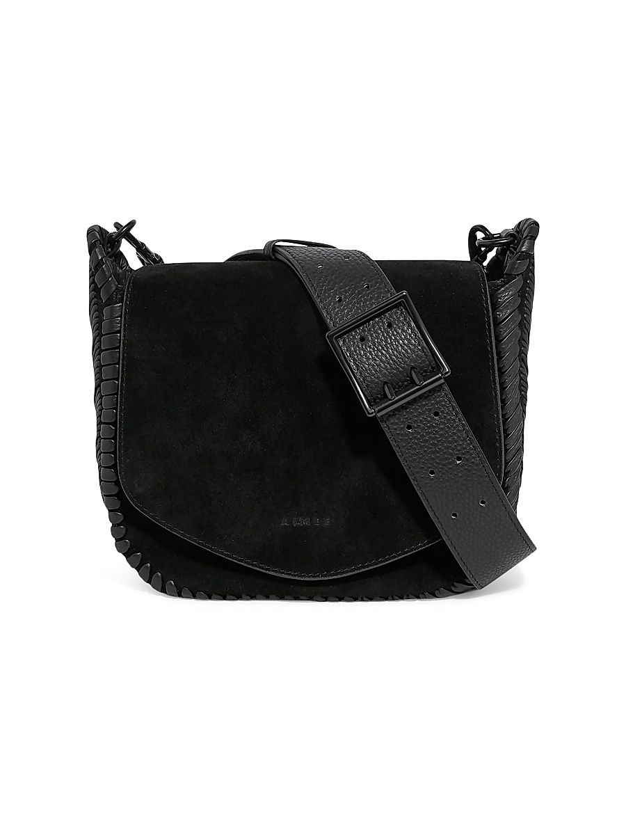 Women's All For Love Suede Saddle Crossbody Bag - Black Suede