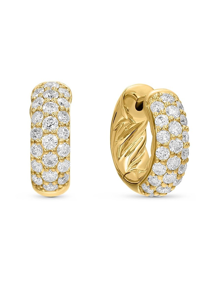 Women's Mercer Micro Hoop Earrings with Pavé Diamonds - Gold