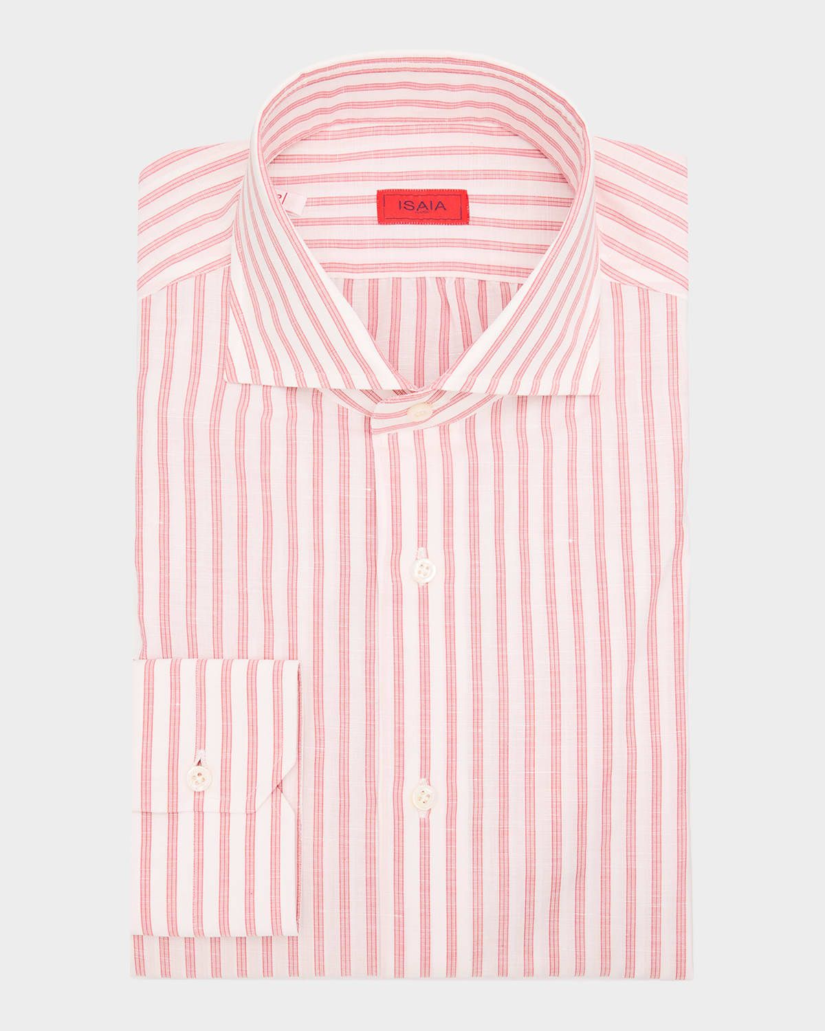 Men & apos;s Candy Stripe Cotton and Linen Dress Shirt