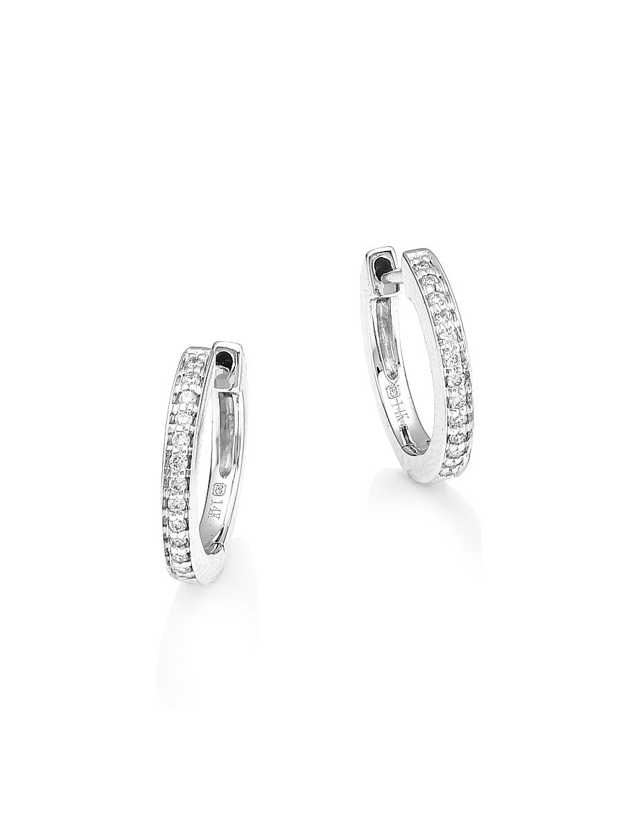 Women's 14K White Gold & Diamond Huggie Earrings