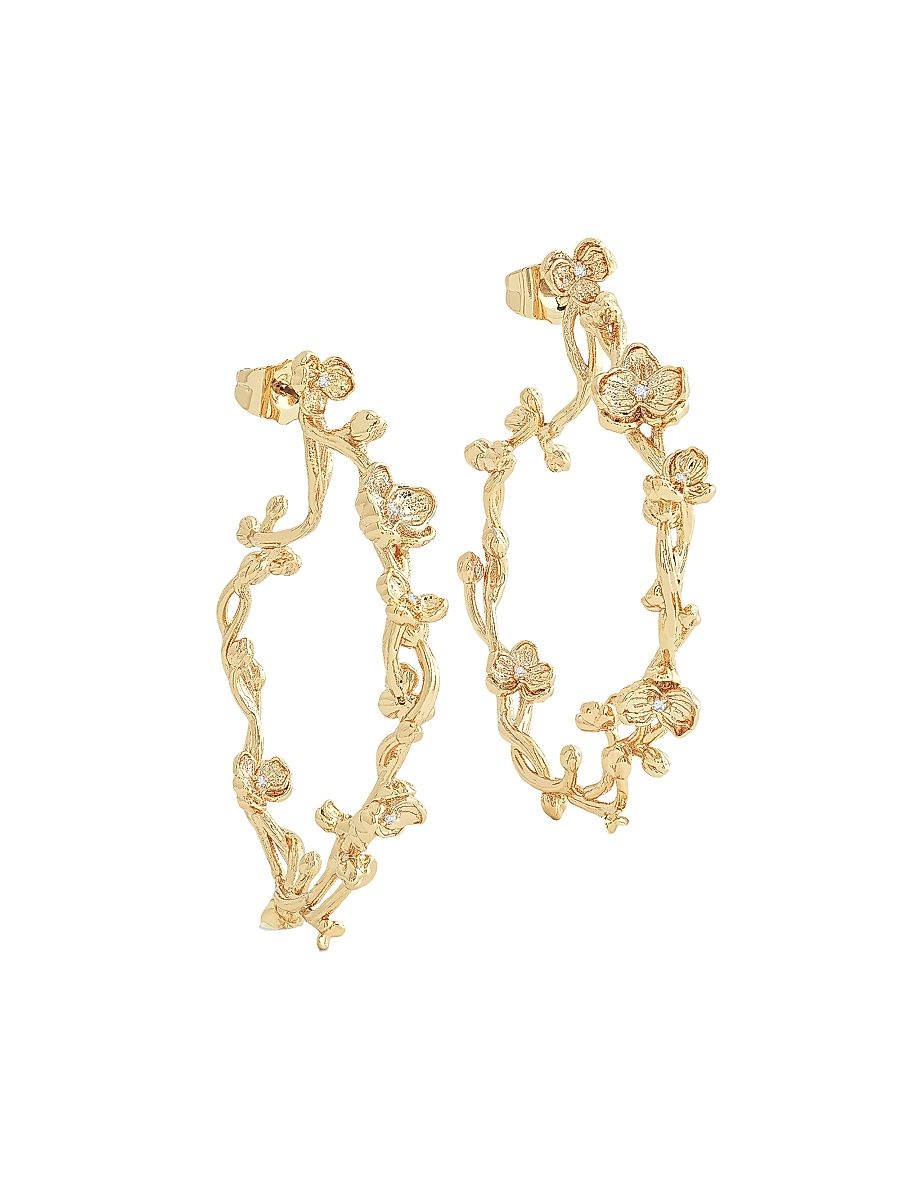 Women's Orchid 18K Gold-Plated & Cubic Zirconia Hoop Earrings - Gold