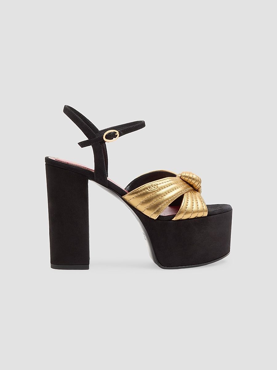 Women's Crasher Platform 125MM Sandals in Suede - Black Gold - Size 12