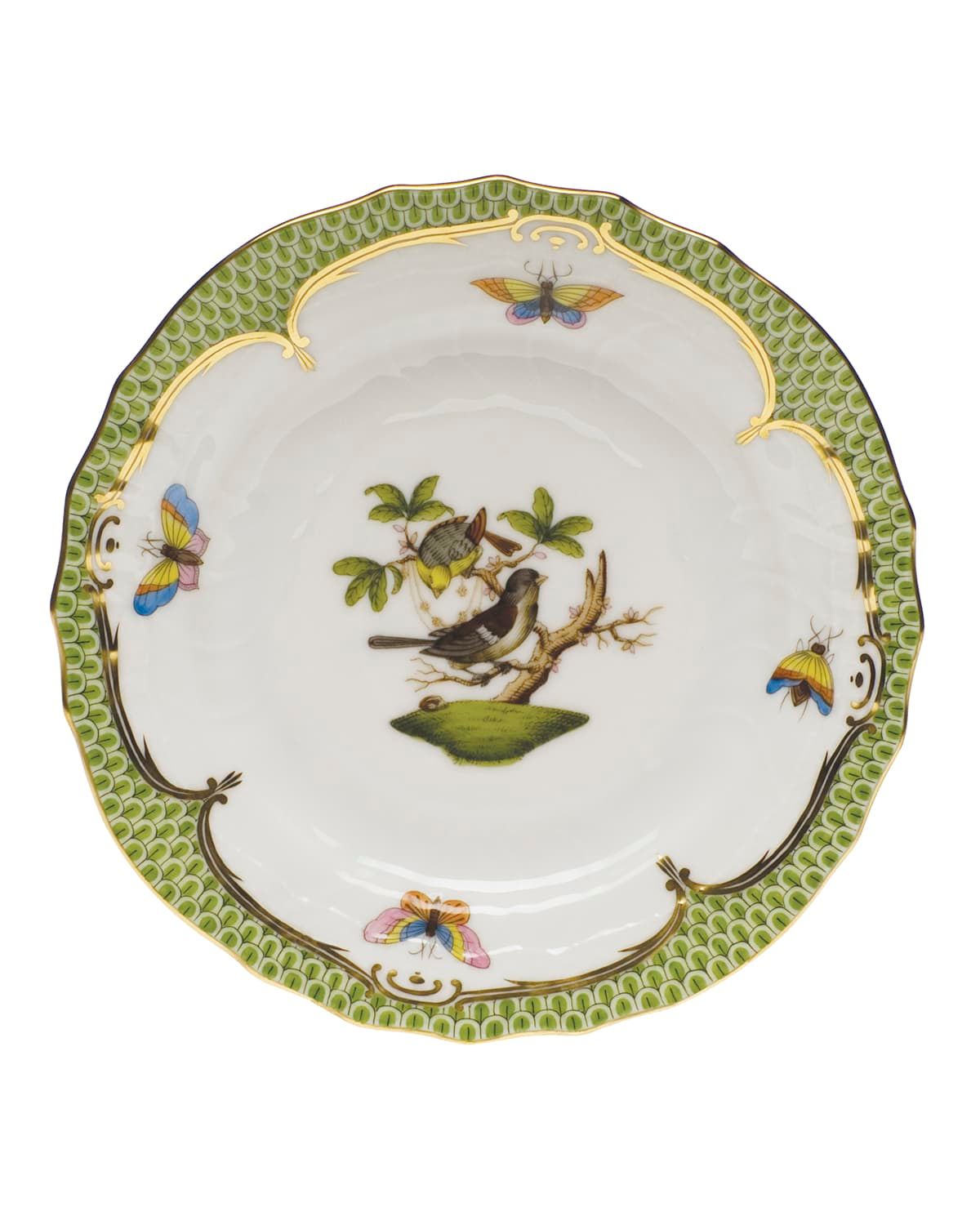 Rothschild Bird Borders Green Bread & Butter Plate #1