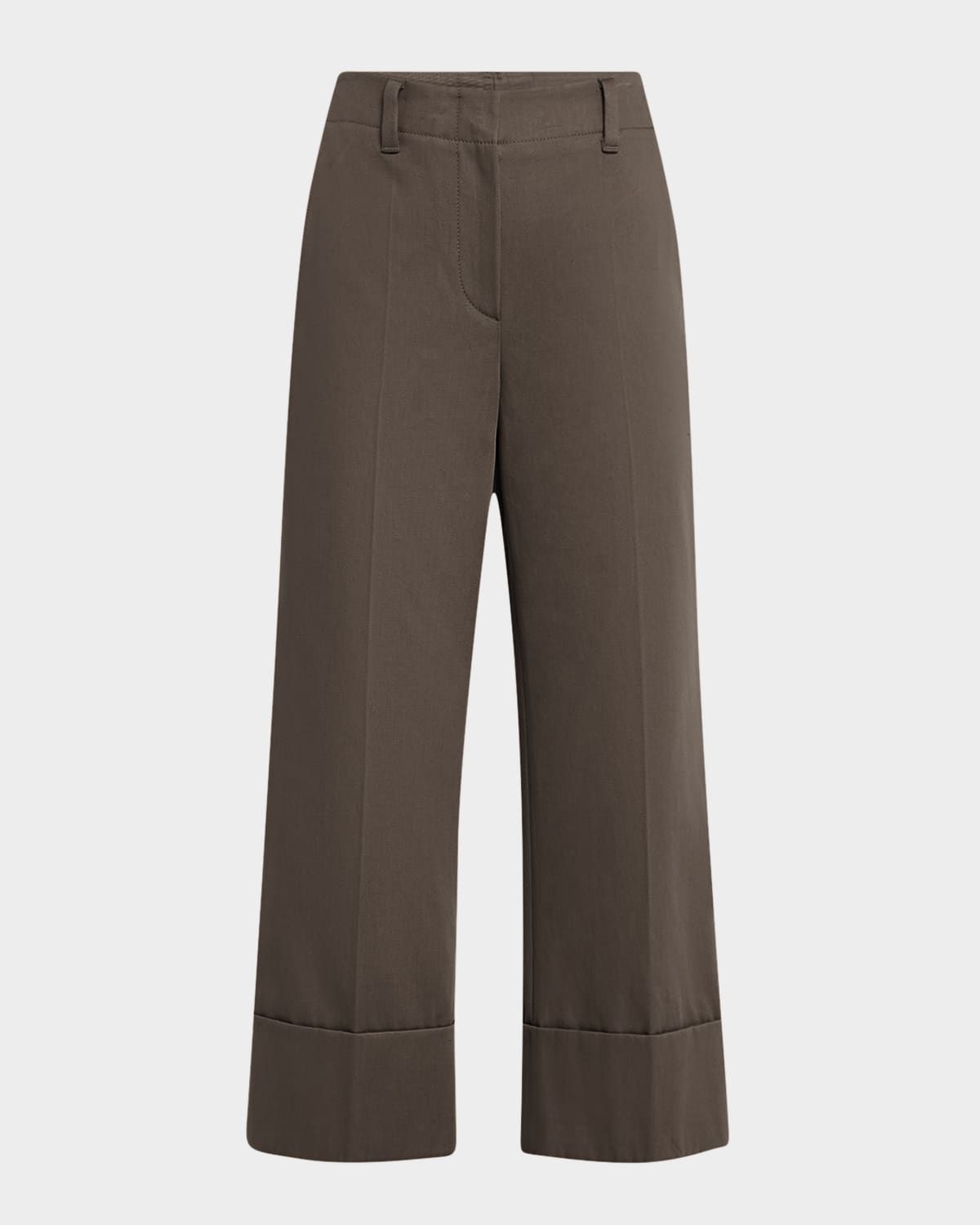 Cotton Couture Gabardine Straight-Leg Crop Cuffed Pants