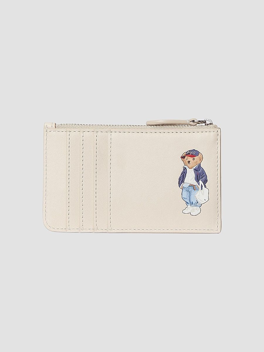 Polo Ralph Lauren Women's Spring Bear Leather Zip Card Case - Parchment