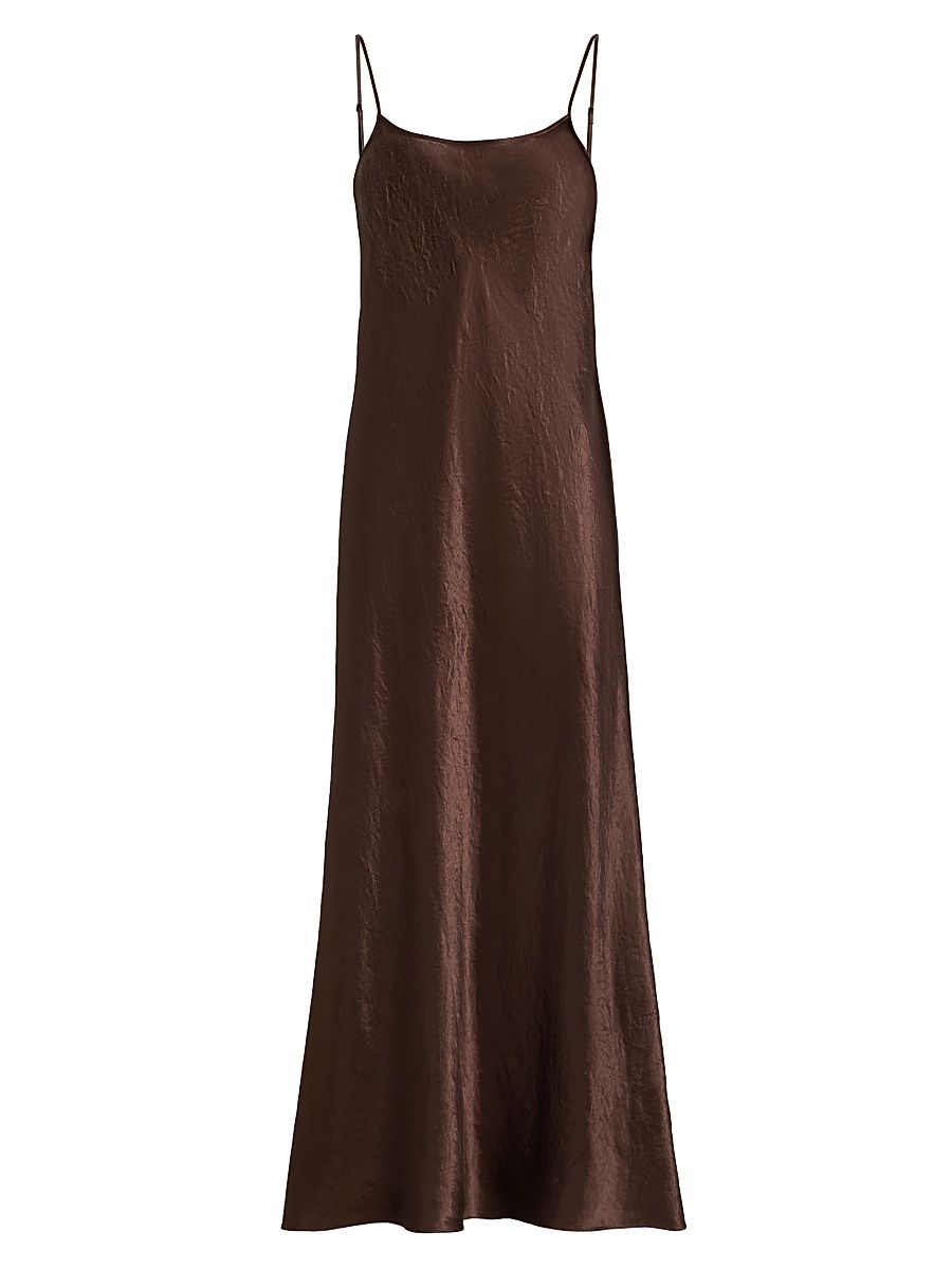 Women's Bias-Cut Maxi Slipdress - Chocolate - Size Small