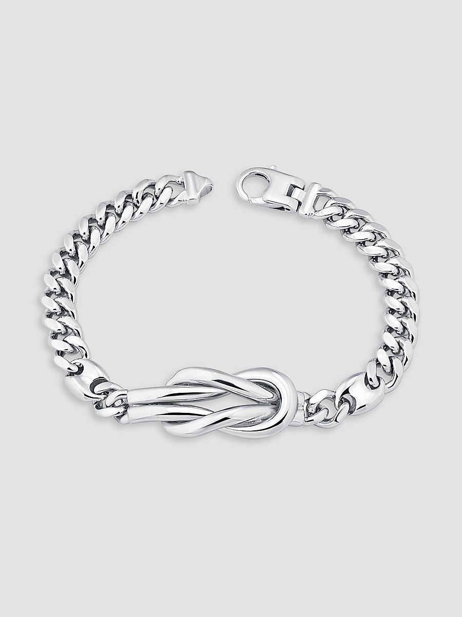 Women's Infinity Knot Curb Bracelet in Sterling Silver - Silver - Size 7.25