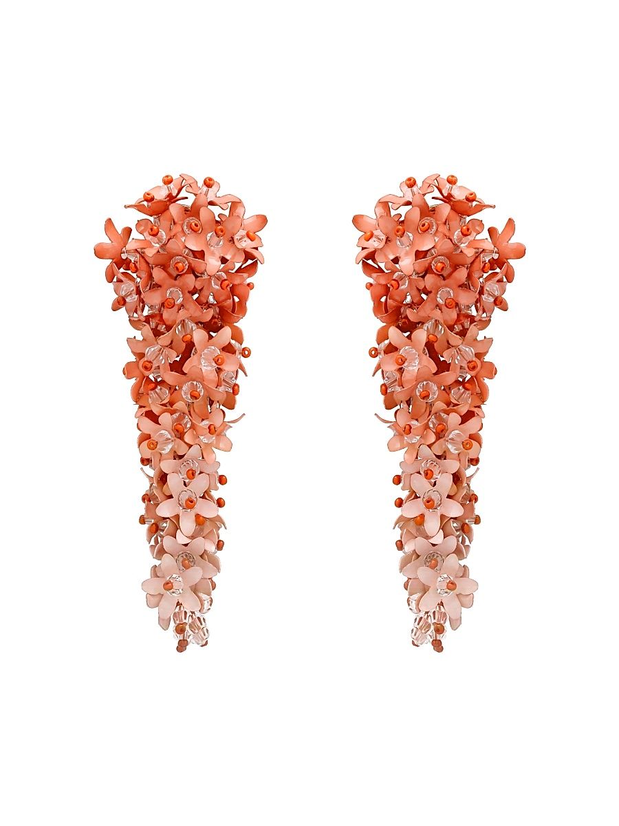 Women's 24K-Gold-Plated & Mixed-Media Cascading Flower Clip-On Earrings - Apricot