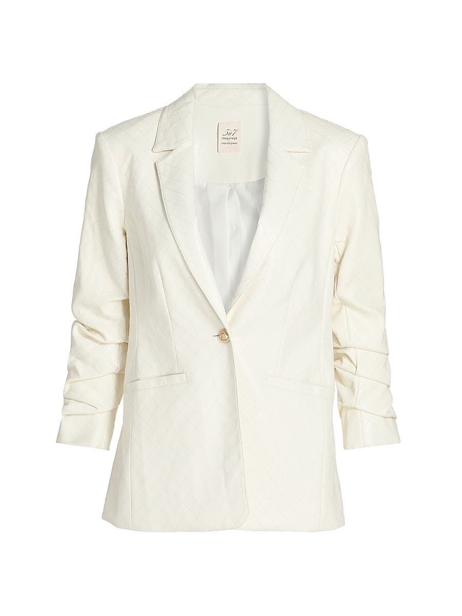 Women's Khloe Quilted Faux-Leather Blazer - Ivory - Size 16