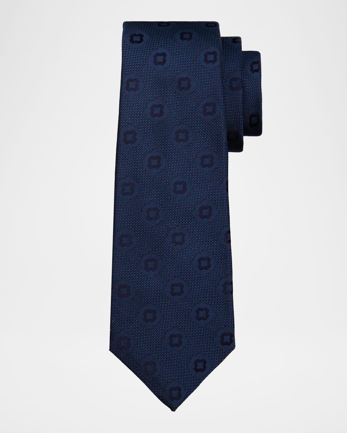 Men & apos;s Geometric Jacquard Silk 7-Fold Tie