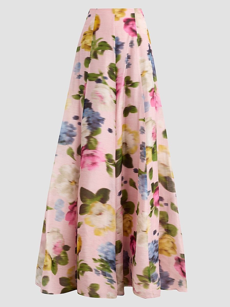 Women's Iris Blurred Floral Linen-Silk Pants - Rosewater Multi - Size 14