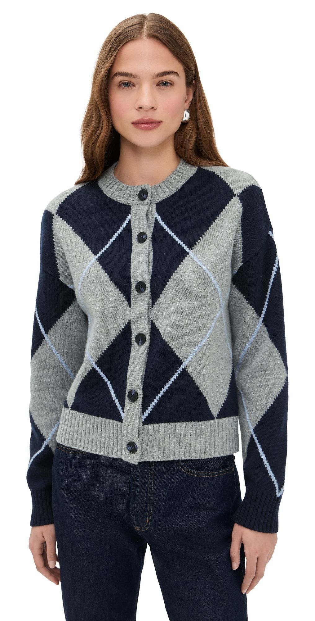 Joe's Jeans The Relaxed Fit Cardigan Blue Argyle S