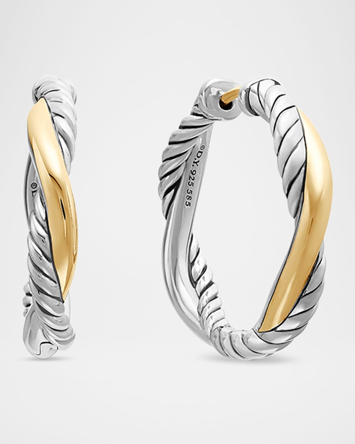 Petite Infinity Hoop Earrings in Silver and 14K Gold, 4mm, 0.68"L