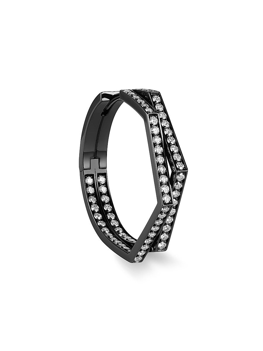 Women's Antifer 18K Black Gold & 0.62 TCW Diamond Single Hoop Earring - Black