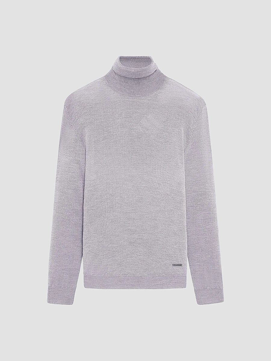 Bugatchi Men's Sawyer Turtleneck Sweater - Platinum - Size XXL
