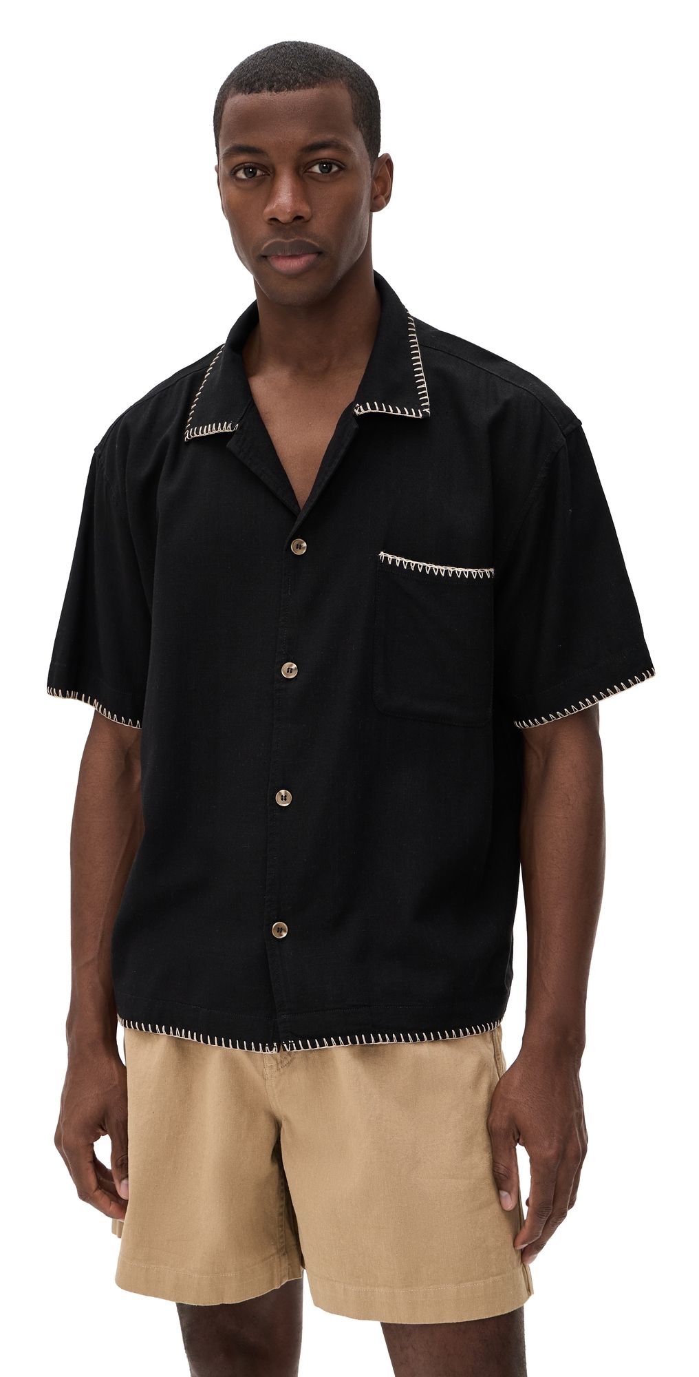 Rhythm Relaxed Whip Stitch Short Sleeve Shirt Black XL