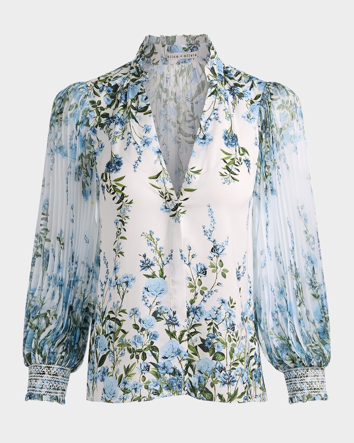 Ilan Pleated-Sleeve Blouse