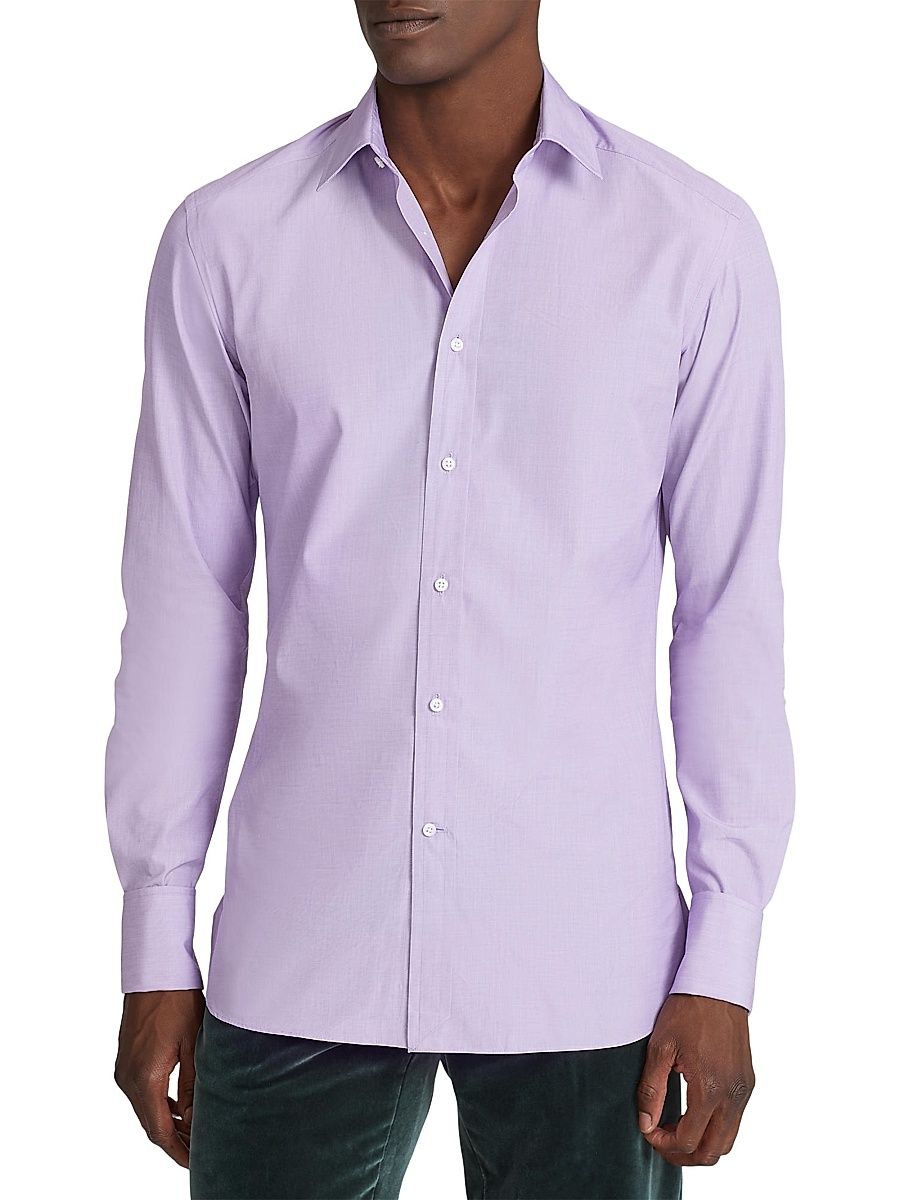 Men's Philip Poplin Shirt - Lavender - Size 15.5