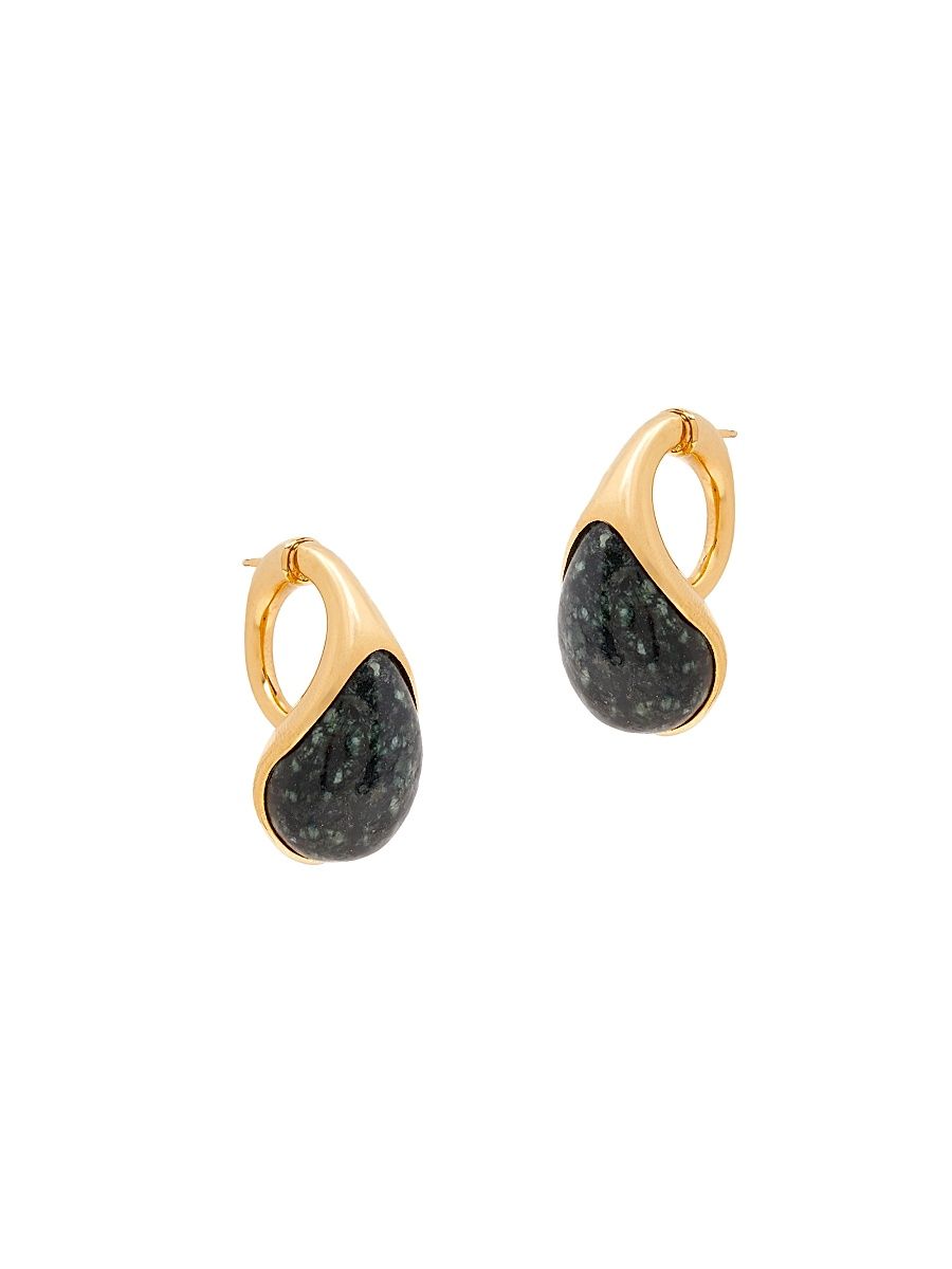Women's 18K-Gold-Plated & Marble Drop Earrings - Green Marble Alpi
