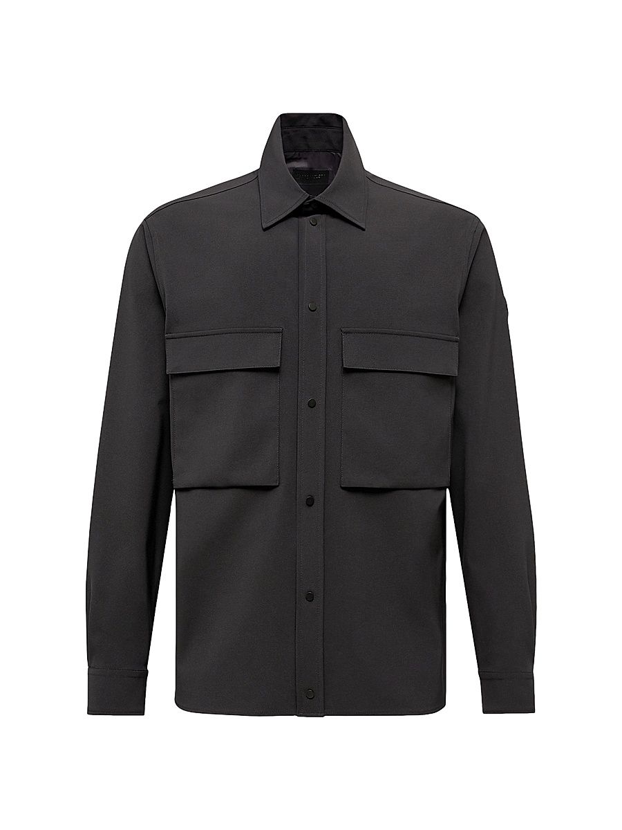 Men's Pocketed Snap Closure Shirt - Black - Size XXL