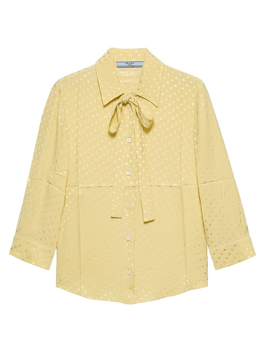 Women's Polka-Dot Satin Shirt - Yellow - Size 6