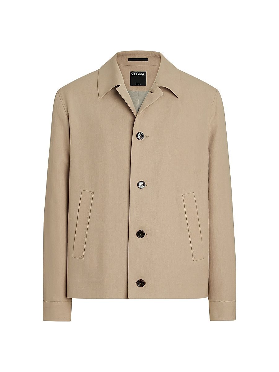 Men's Slim Fit Oasi Lino Chore Jacket - Light Taupe - Size 48