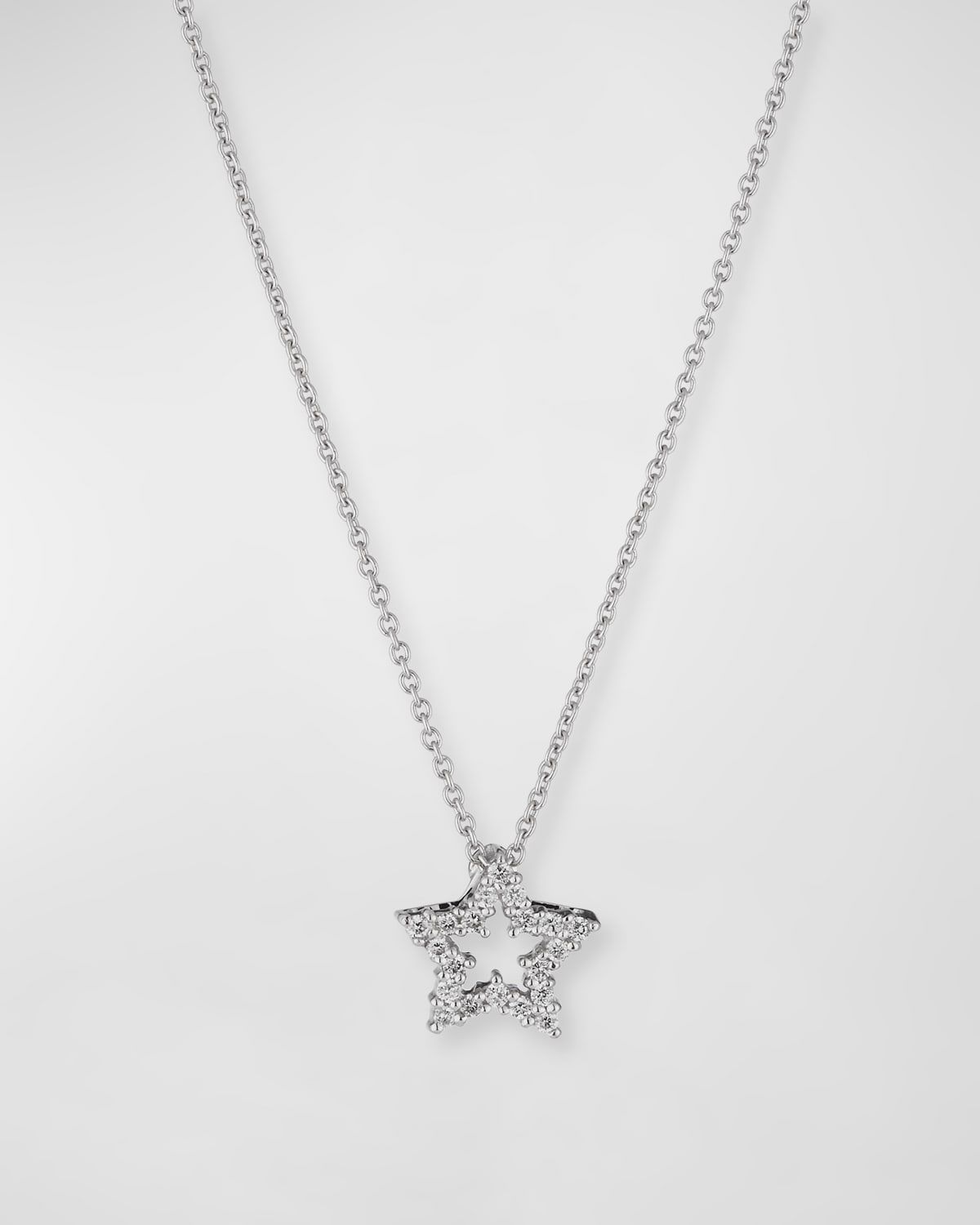 Diamond Star Pendant Necklace in 18K White Gold
