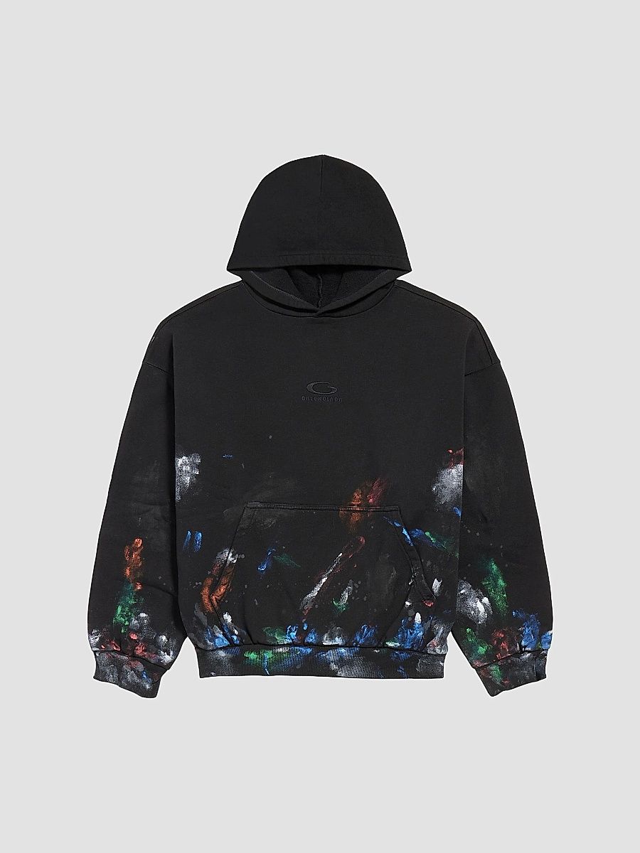Balenciaga Men's Painter's Shirt Medium Fit Hoodie - Black - Size XXS