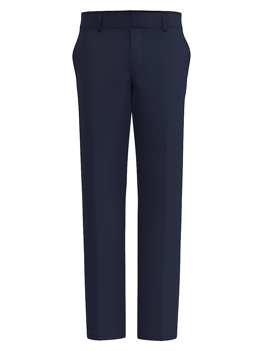 Men's Wool Flat-Front Trousers - Navy - Size 44